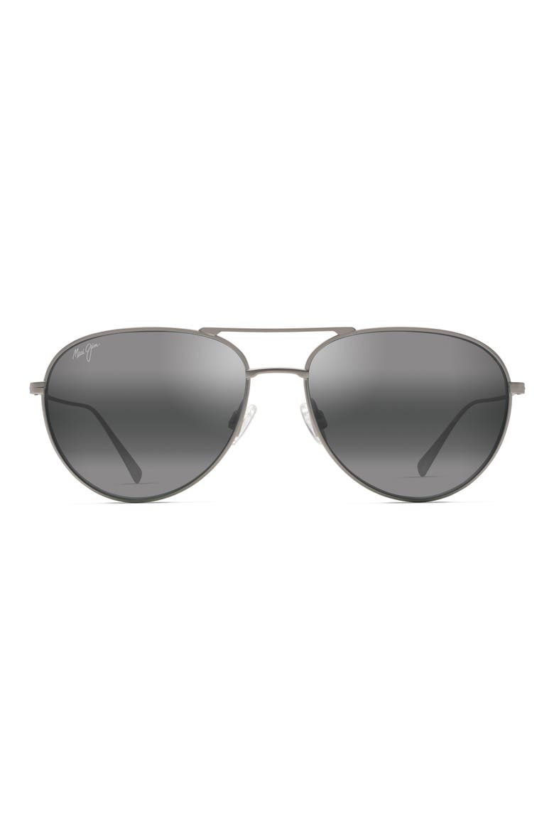 Walaka 57mm PolarizedPlus2® Aviator Sunglasses, Main, color, SILVER