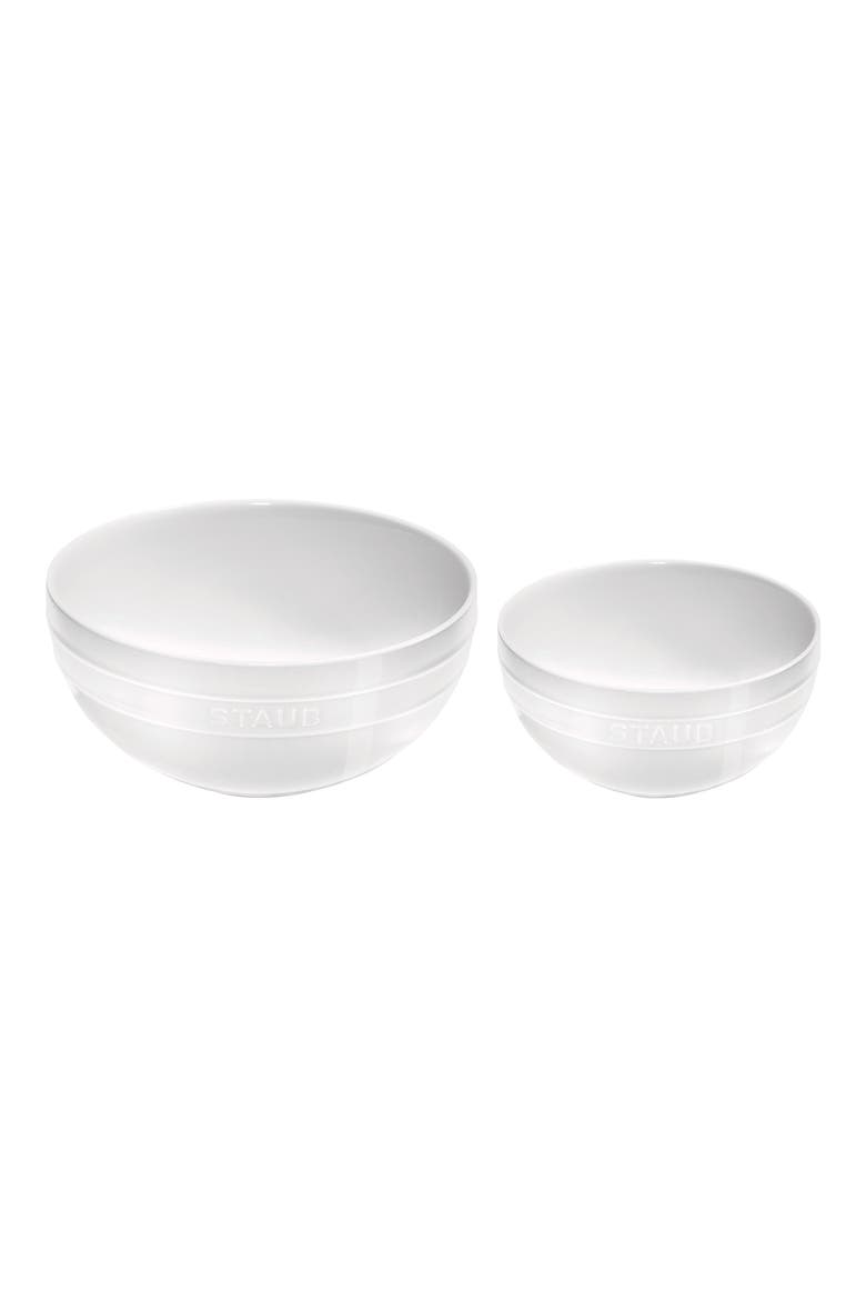 2-Piece Ceramic Nested Mixing Bowl Set, Main, color, WHITE