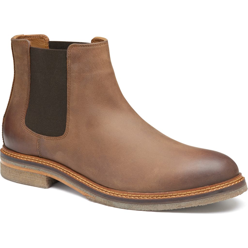 Johnston & Murphy Calder Plain Toe Chelsea Boot In Brown