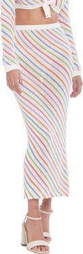 Capittana Bruna Stripe Crochet Cover-Up Skirt