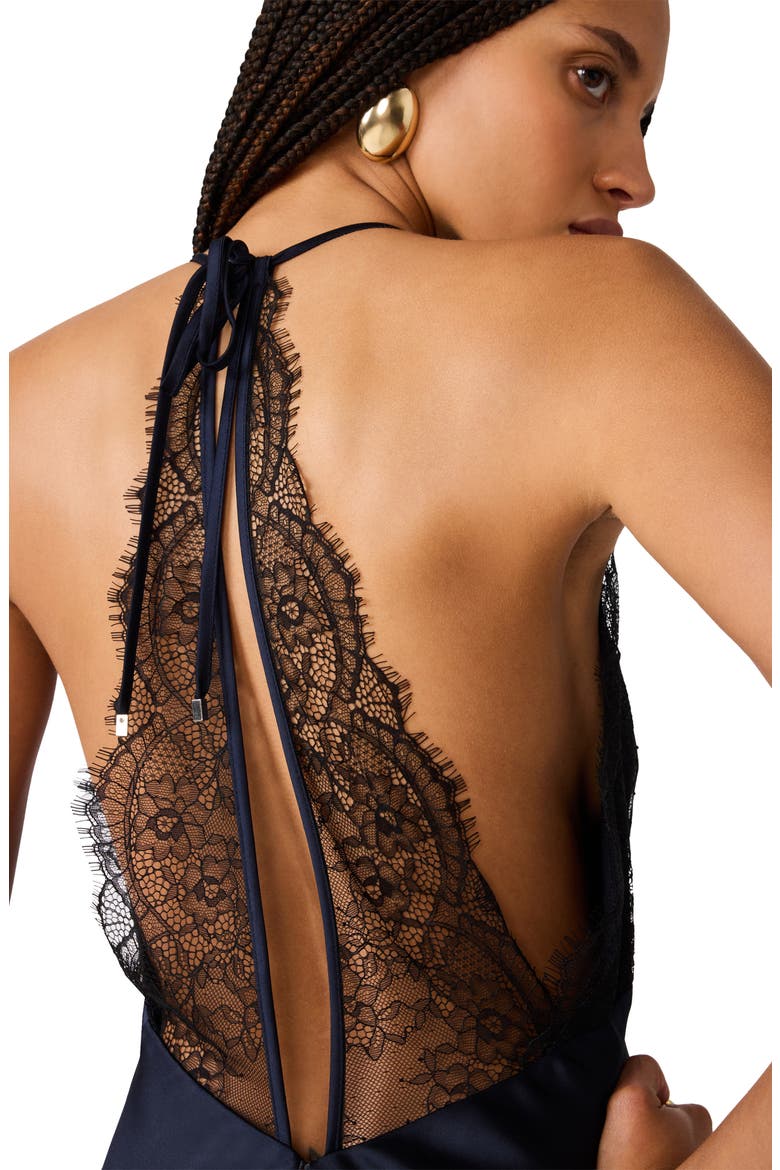 Phia Lace & Satin Dress, Alternate, color, MIDNIGHT