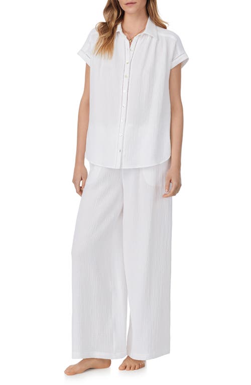 Eileen West Cotton Gauze Wide Leg Pajamas In White