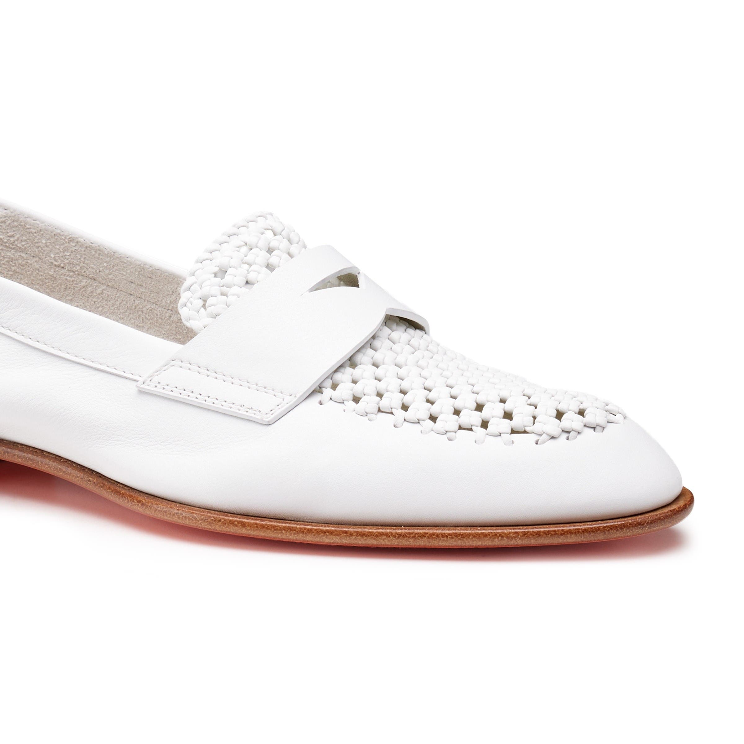 Santoni Women's Leather Penny Loafer, Alternate, color, White