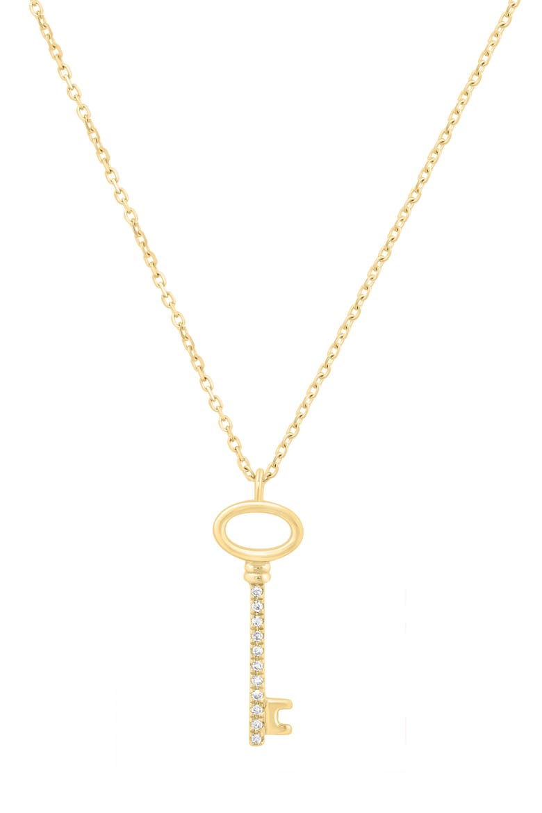 Pavé Diamond Key Pendant Necklace, Main, color, GOLD
