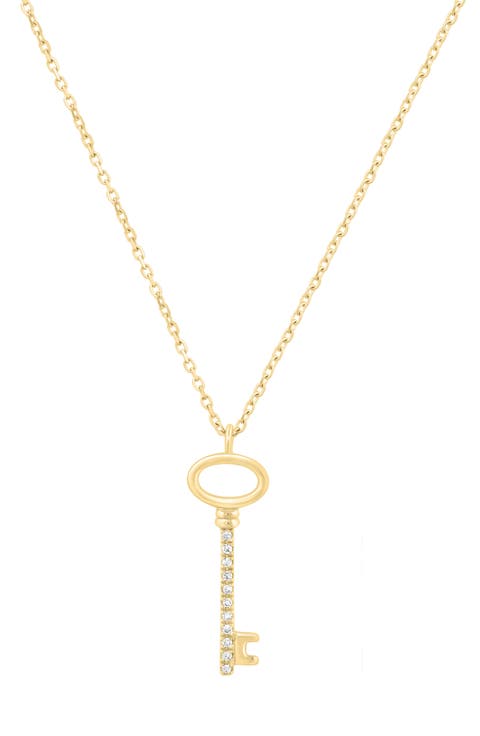Pavé Diamond Key Pendant Necklace