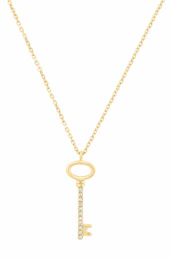 Pavé Diamond Key Pendant Necklace