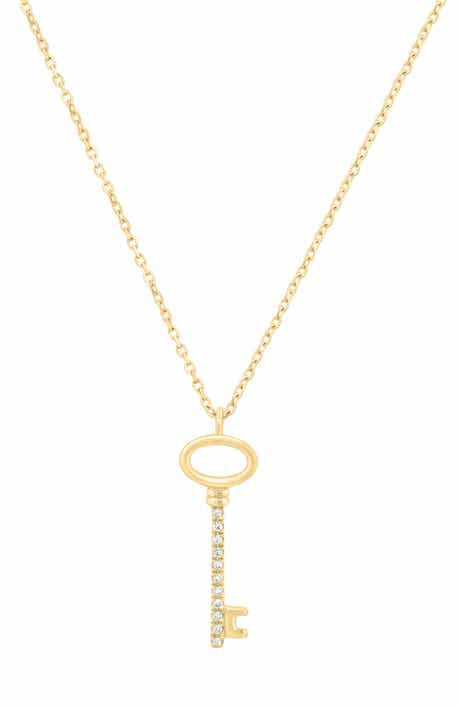 Pavé Diamond Key Pendant Necklace