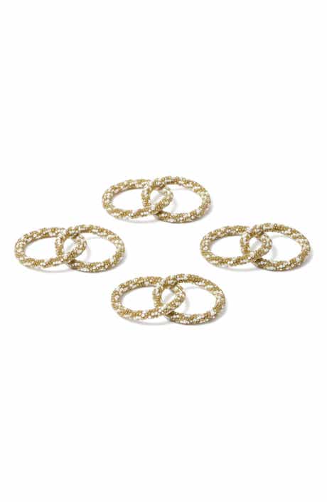 Tiramisu Gilded Pearl Weave Set of 4 Napkin Rings