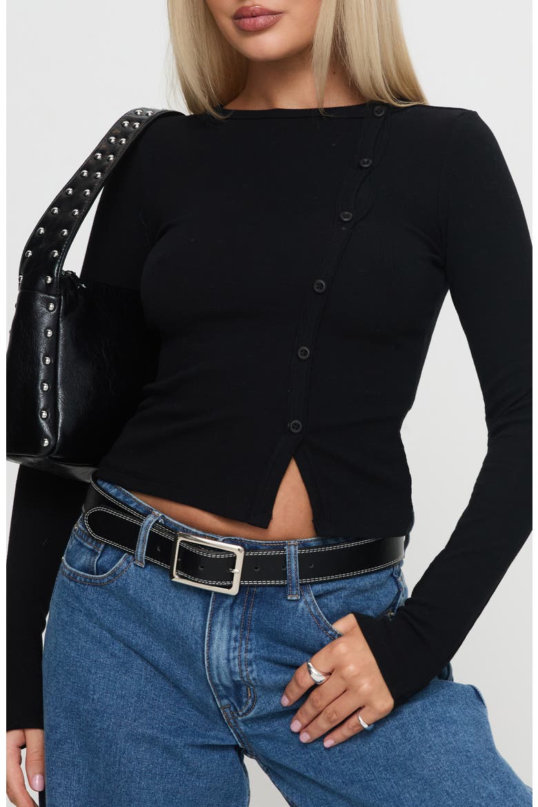 Passoni Asymmetric Cotton Crop Cardigan, Main, color, BLACK