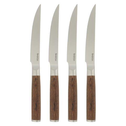 4-Piece German Stainless Steel Steak Knife Set with Pakka Wood Handles