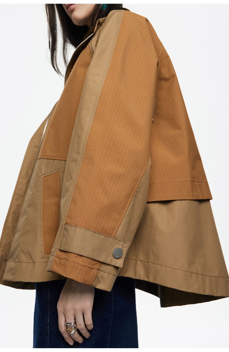 Bimba y Lola Two-Tone A-Line Trench, Alternate, color, Khaki