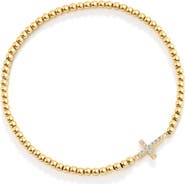 Mint & Lily Gold Beaded Cross Stretch Bracelet