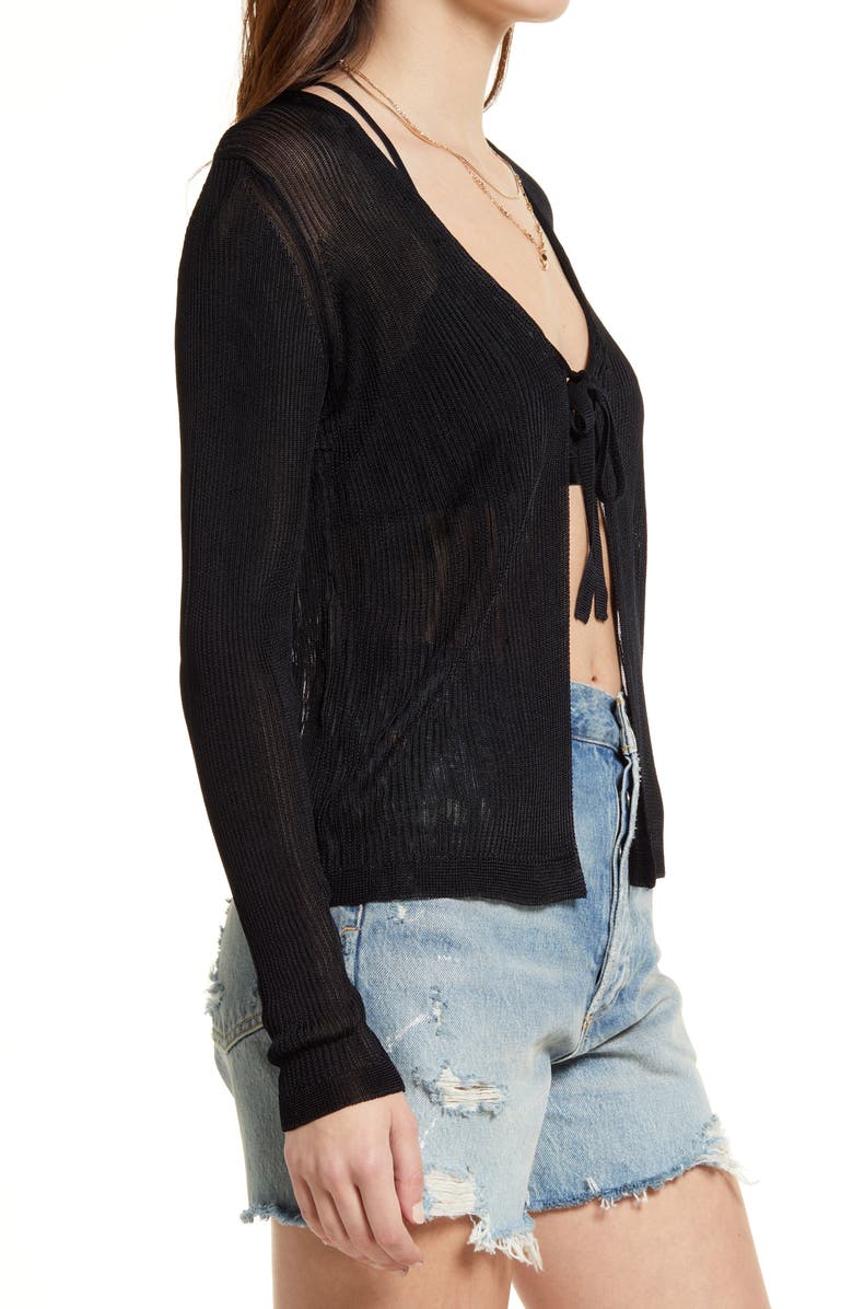 Free People Marlena Ribbed Tie Front Cardigan Top, Alternate, color,