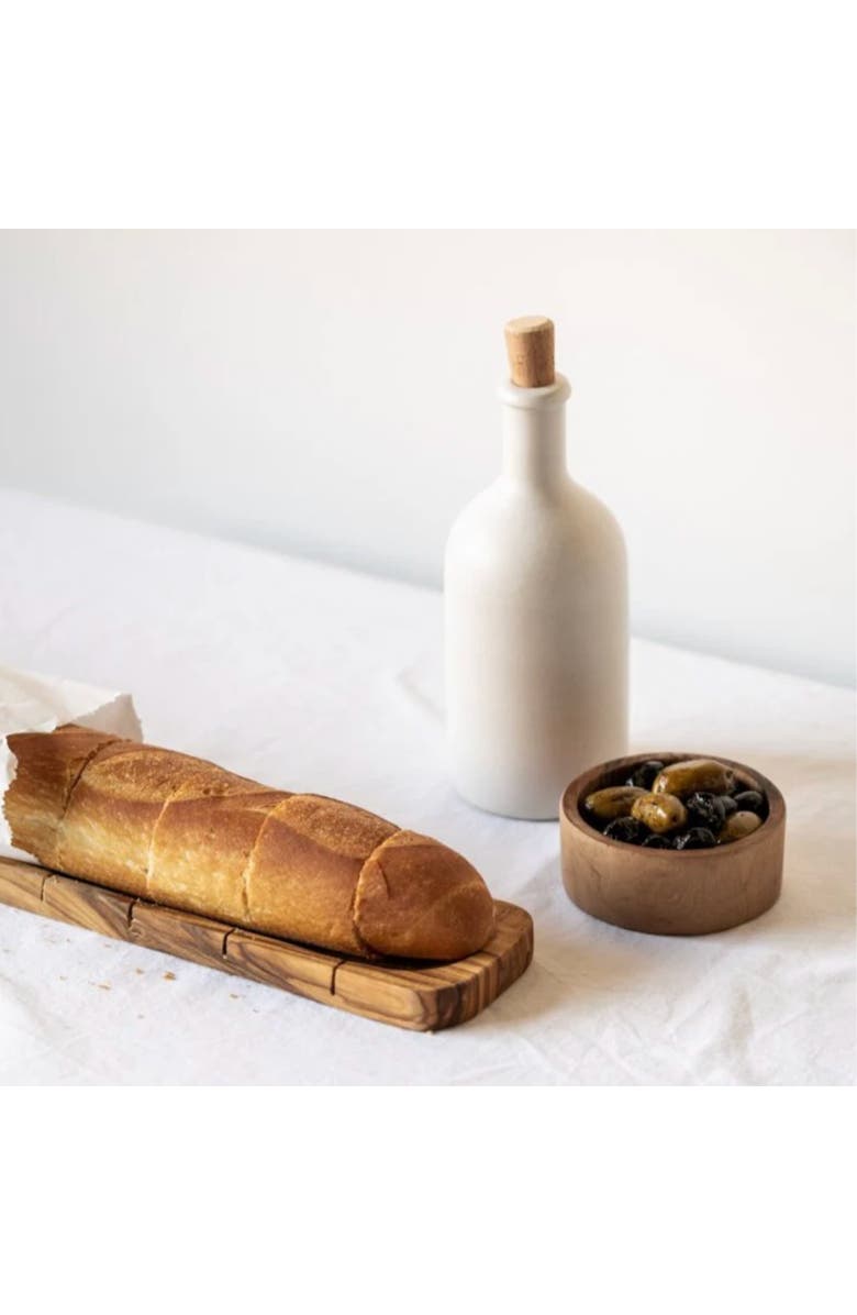 Gharyan Stoneware Olive Wood Bread Slicing Board, Alternate, color, Natural