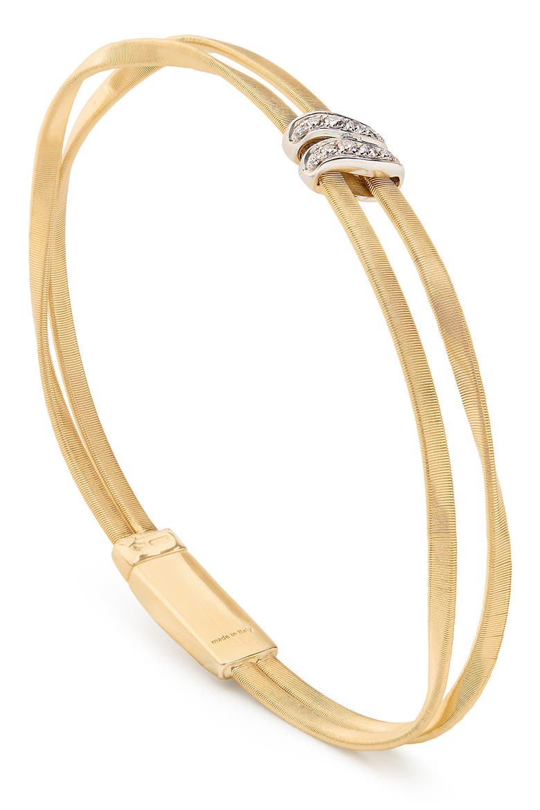 Marrakech 18k Gold Diamond Bangle, Main, color, YELLOW/WHITE GOLD