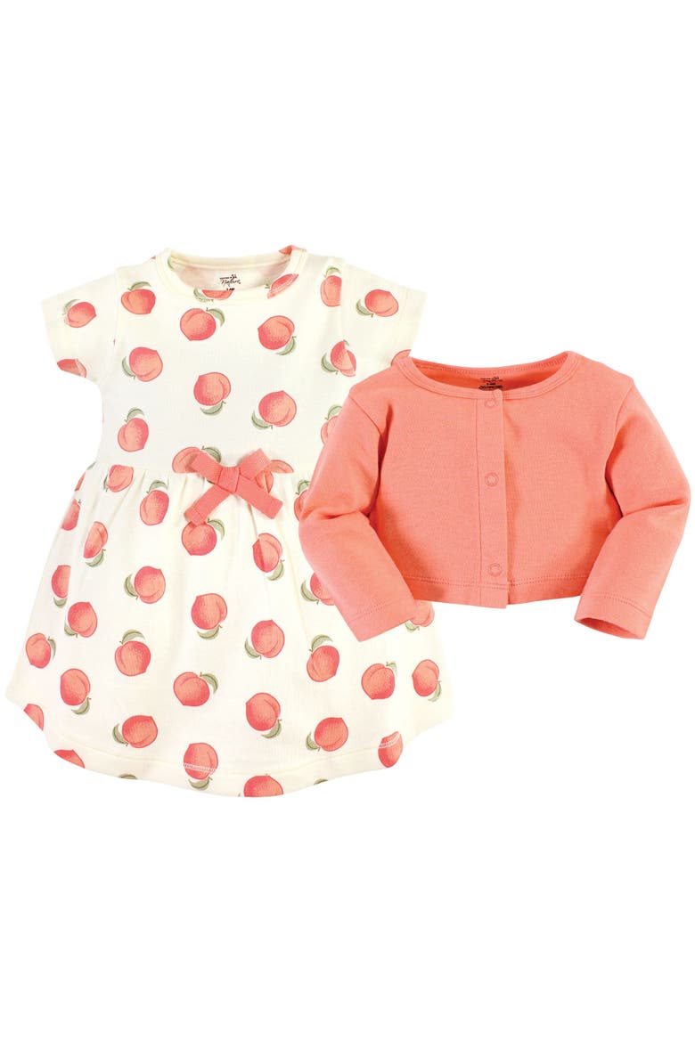 Organic Cotton Dress and Cardigan, Alternate, color, Peach