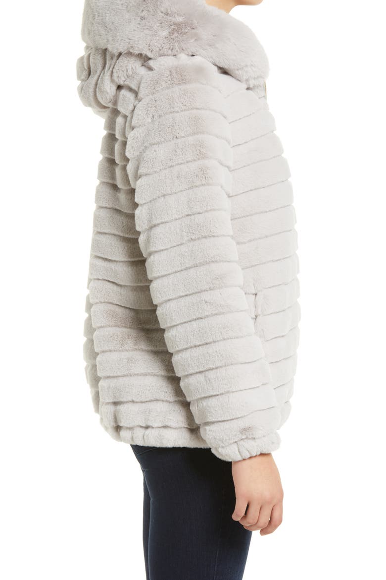 Hooded Faux Fur Jacket, Alternate, color, GREY