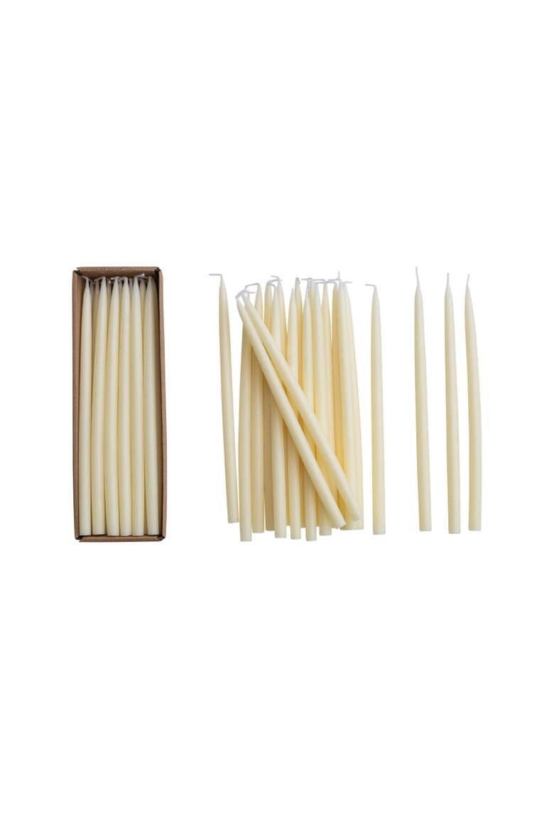 24-Piece Unscented Thin Taper Candles in Box, Ivory, Main, color, Ivory
