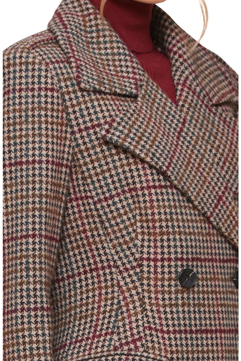 Strong Shoulder Maxi Coat, Alternate, color, HOUNDSTOOTH FOLIAGE