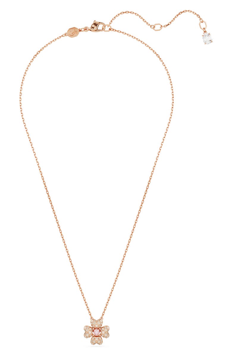 Swarovski Idyllia Crystal Pavé Clover Pendant Necklace, Alternate, color, White/ Rose Gold