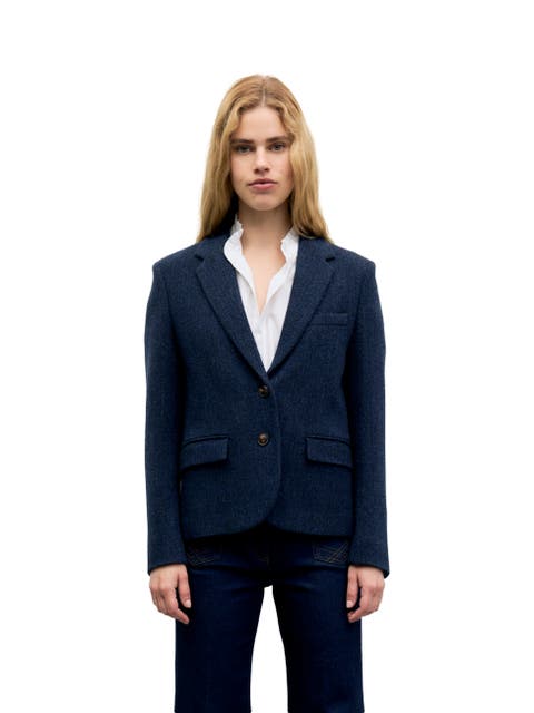 Juliet Herringbone Wool Blazer