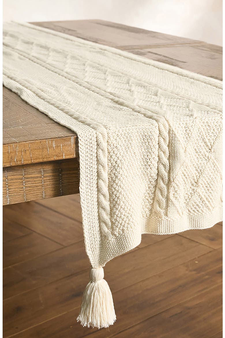Berry and Thread Cable Knit Table Runner, Alternate, color, IVORY