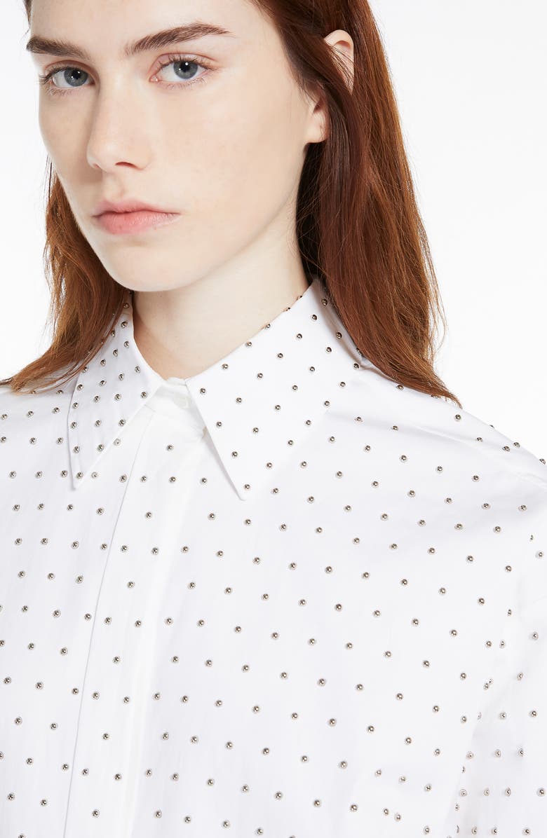 SPORTMAX Studded Cotton Poplin Button-Up Shirt, Alternate, color,