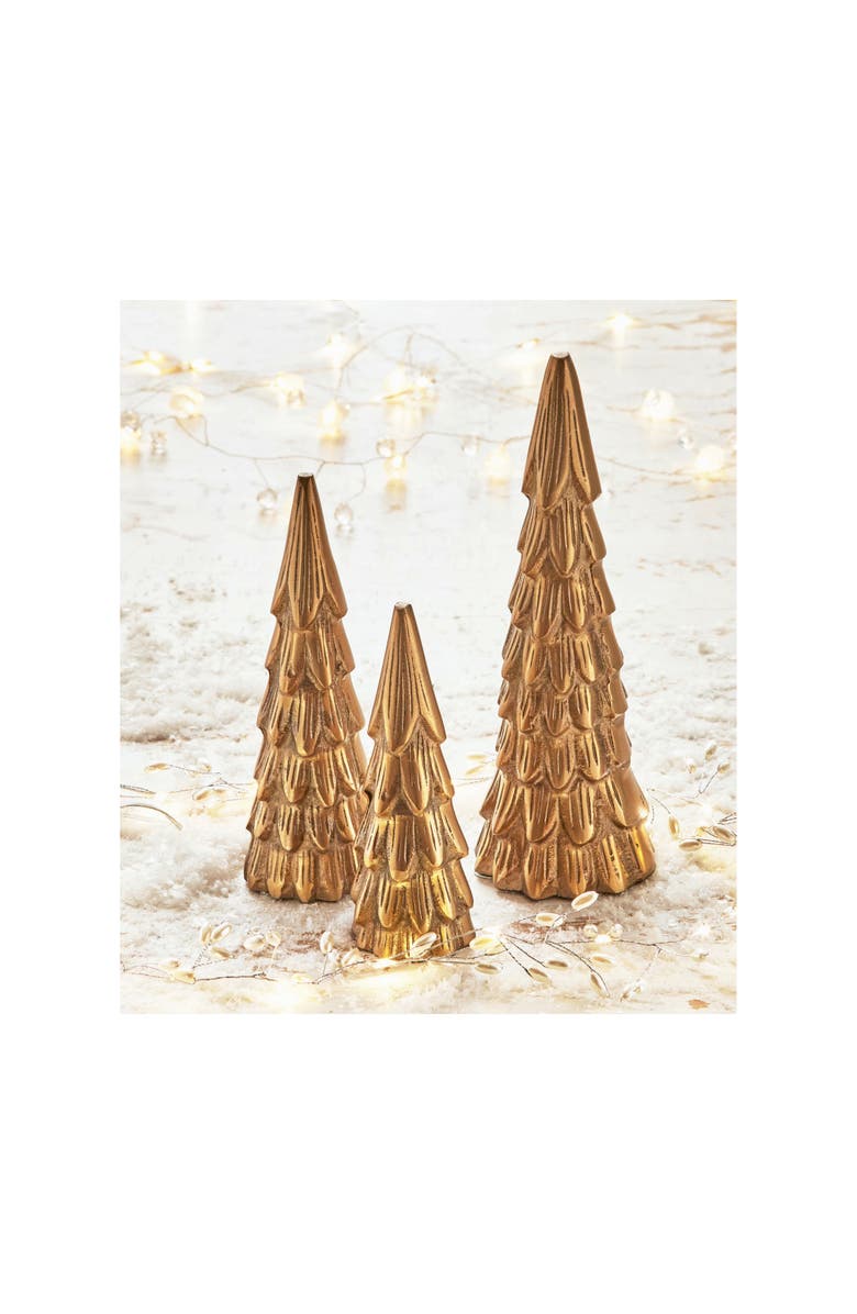 tag Cast Aluminum Holiday Tree Decor Antique Brass Gold Sculpture, Alternate, color, Gold