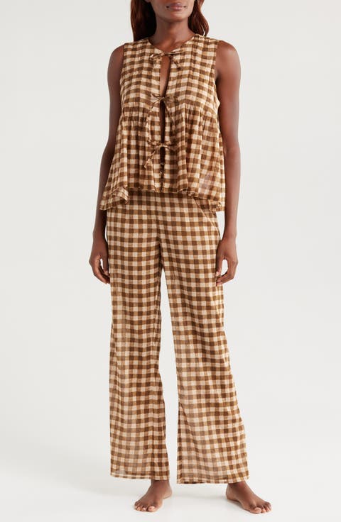 Pleat Cotton Sleeveless Pajamas