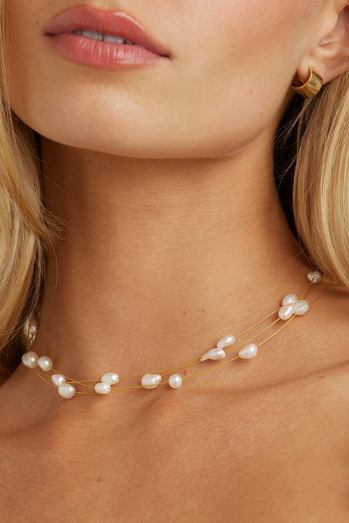 Untamed Petals Pacific Pearl Choker In Gold