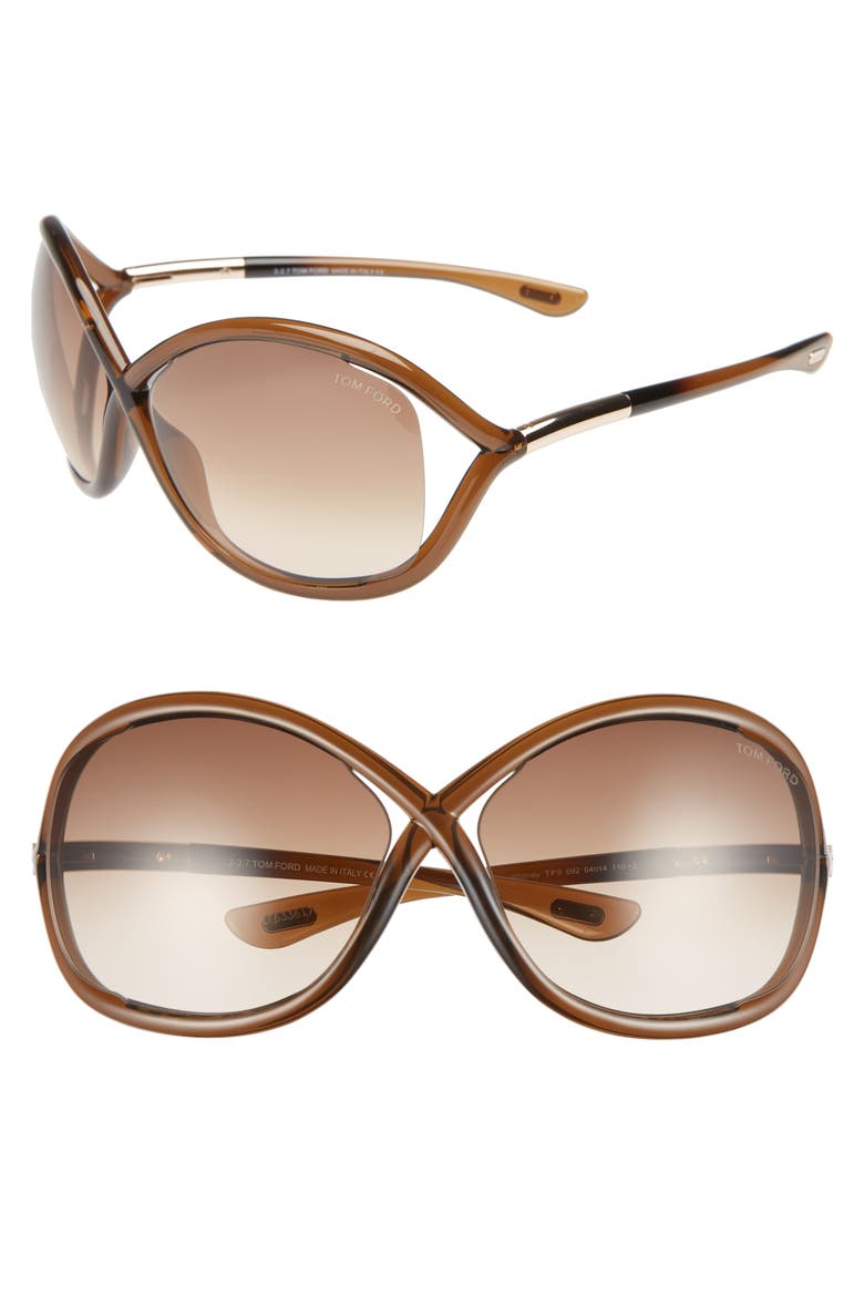 'Whitney' 64mm Open Side Sunglasses, Main, color, DARK BROWN
