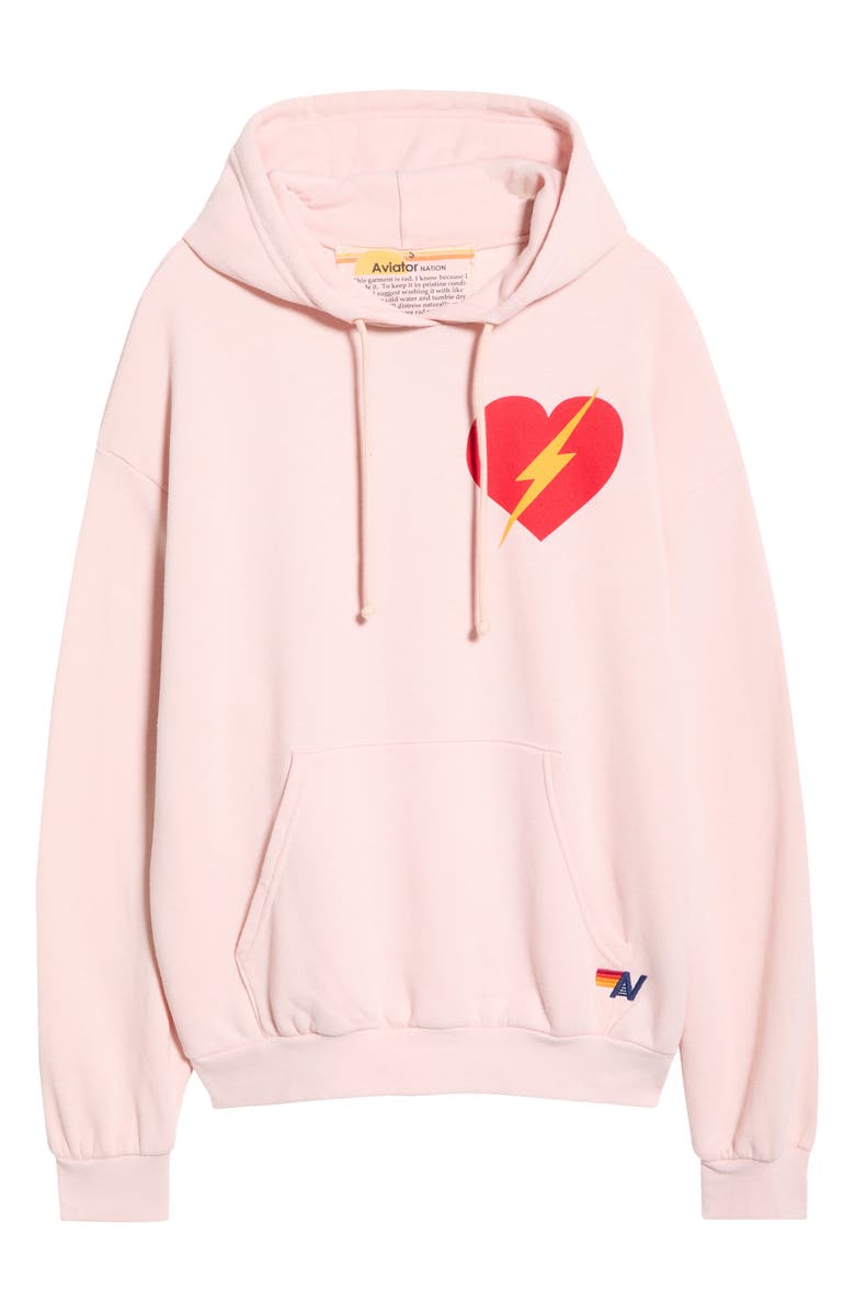 Aviator Nation Bolt Heart Hoodie, Main, color, Light Pink