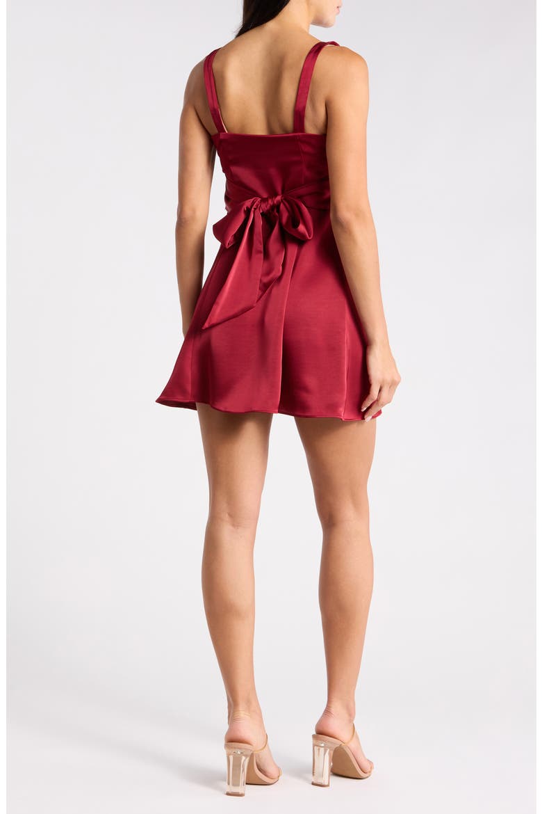 Tie Back Satin Minidress, Alternate, color, RED CINDER