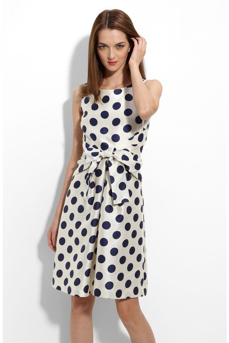 'jillian' dress, Main, color, CLOTTED CREAM/ BRIGHT NAVY DOT