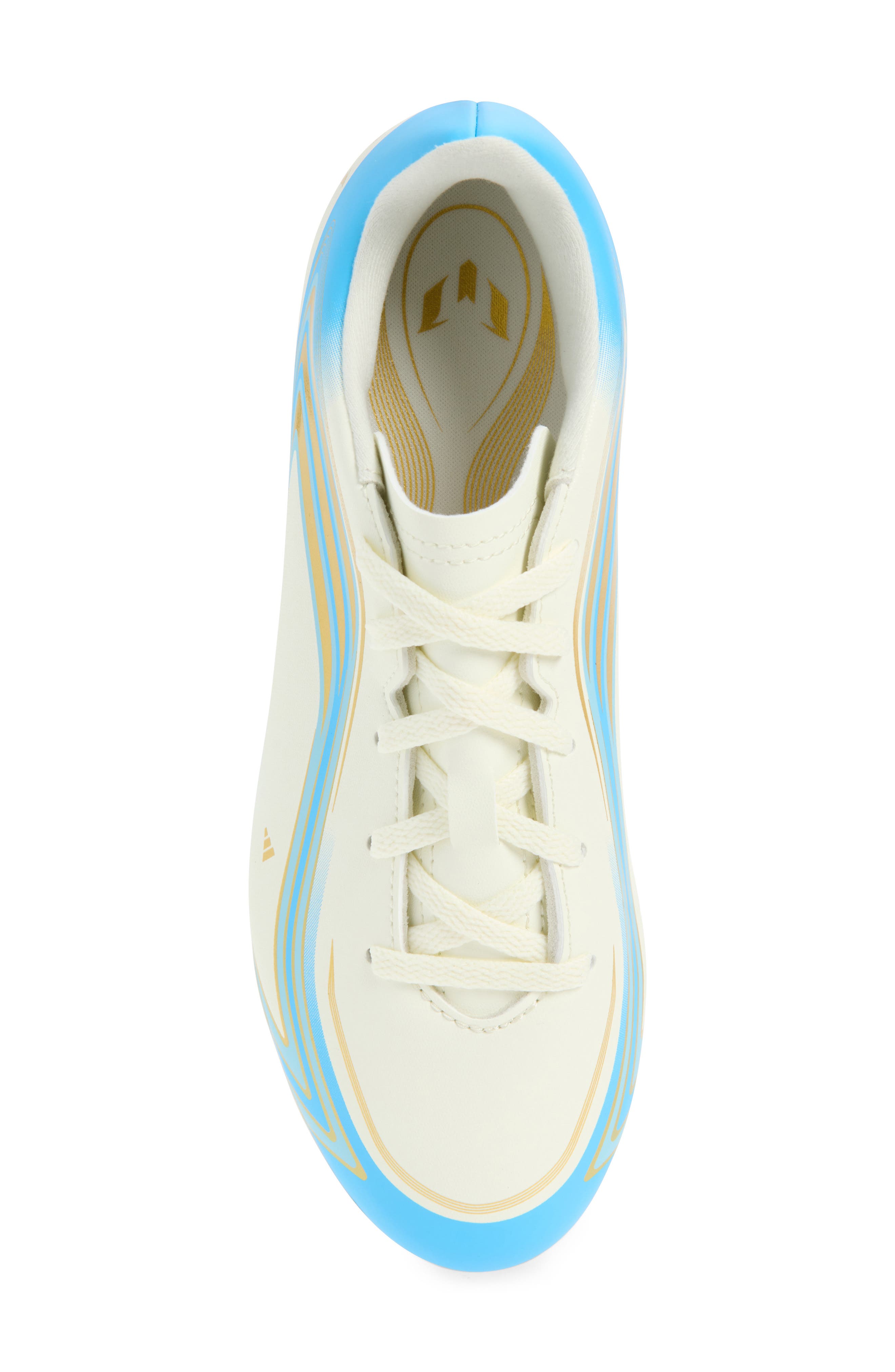 adidas Kids' F50 Messi Club Soccer Cleat, Alternate, color, Ivory/ Semi Blue/ Icey Blue