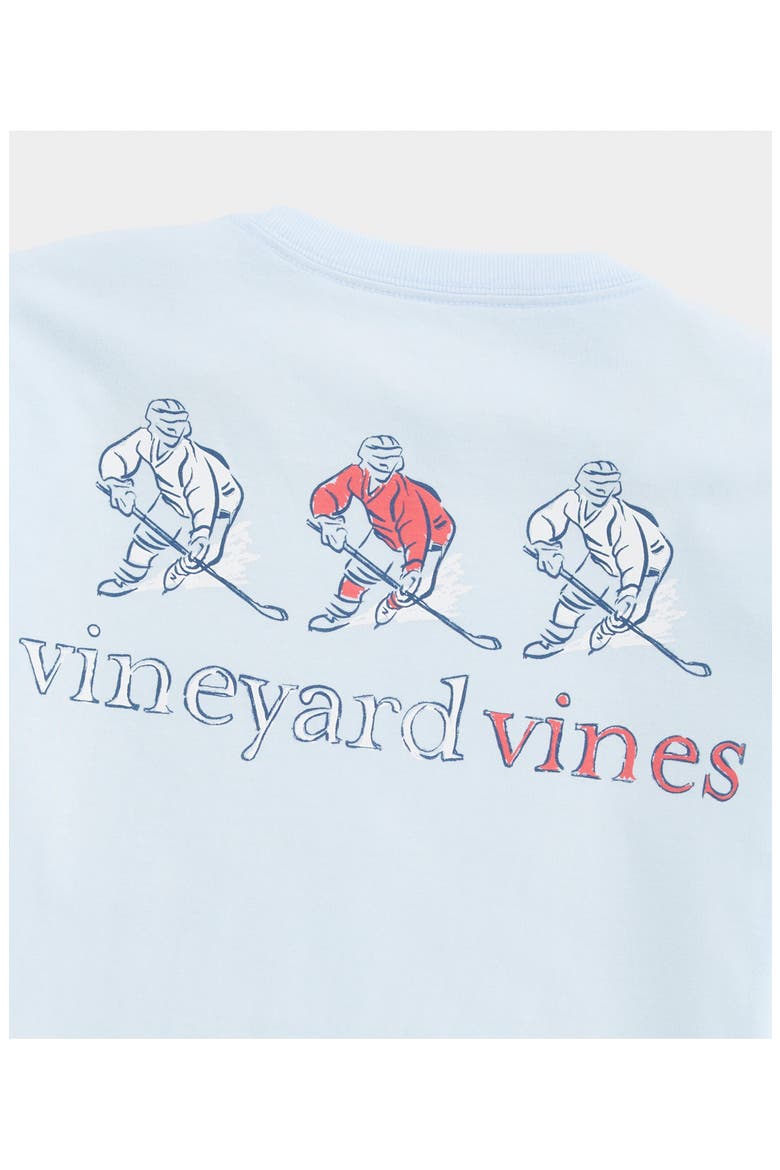 Kids' Hockey Outline Long Sleeve Cotton Graphic T-Shirt, Alternate, color, ROCKS BLUE