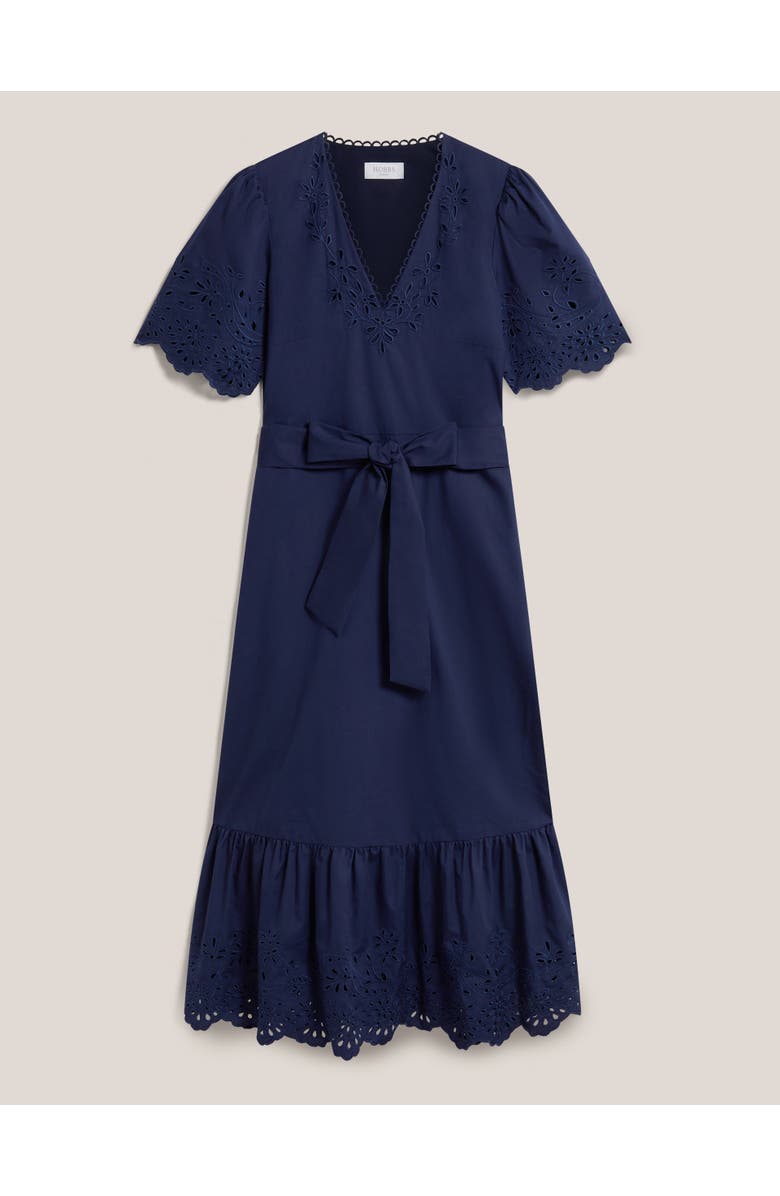 HOBBS LONDON Meghan Broderie Cutwork Midi Dress, Alternate, color, Truenavy