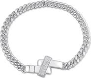 Julianna B. Diamond Crossover Motif Curb-Link Chain Bracelet