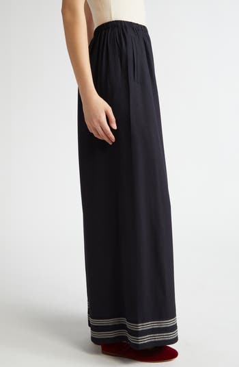 パンツ BODE Black viscose Mathilde wide-leg (WRF24BT023 NVCRM) Bode Mathilde Wide Leg Trousers | Nordstrom
