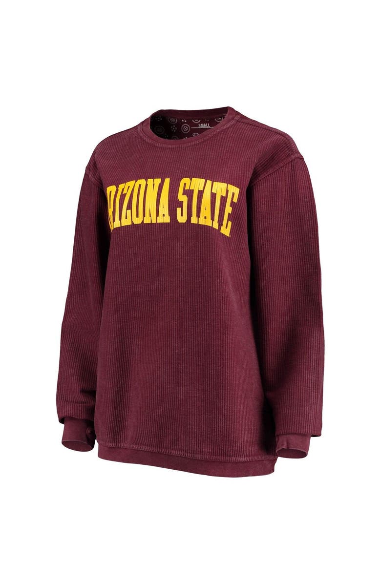 PRESSBOX Women's Pressbox Maroon Arizona State Sun Devils Comfy Cord Vintage Wash Basic Arch Pullover Sweatshirt, Alternate, color, 