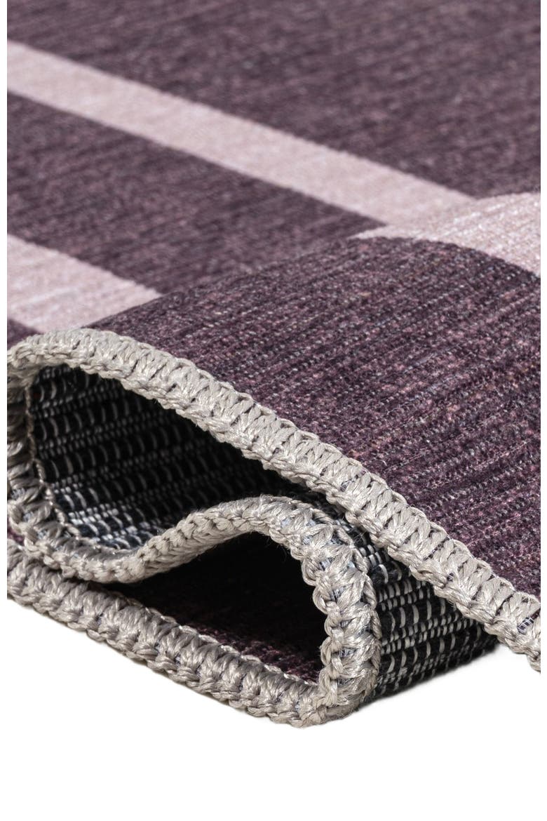 Sloane Classic 2-Stripe Border Washable Area Rug, Alternate, color, Purple/Light Purple