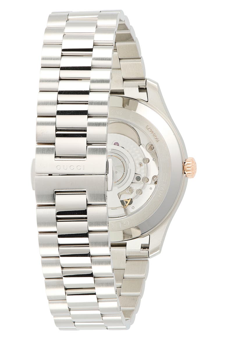 G-Timeless Slim Two-Tone Automatic Bracelet Watch, 40mm, Alternate, color, BLACK