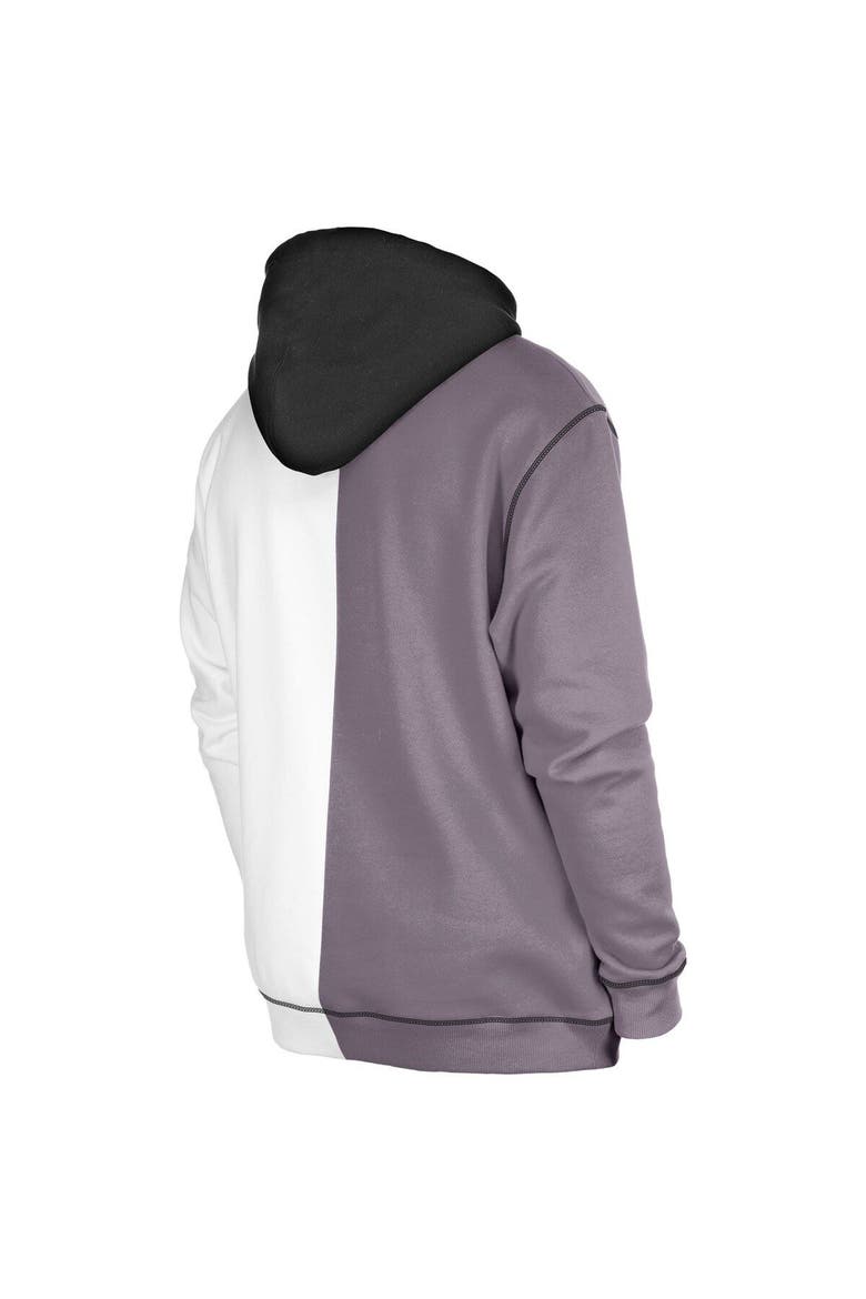 Men's New Era  Silver/White Las Vegas Raiders Third Down Split Raglan Pullover Hoodie, Alternate, color, Silver