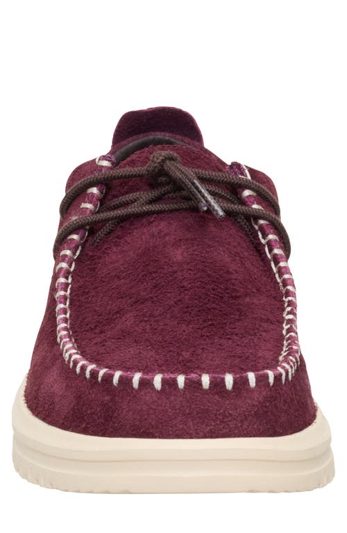 Hey Dude Wally Next Suede Lace-up Shoe In Burgundy