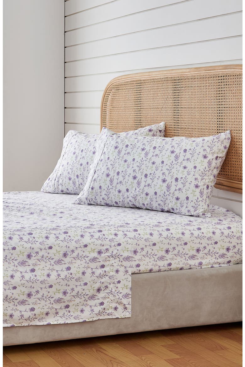 Floral Print Microfiber Sheet Set, Alternate, color, COLORFUL FLORAL - LAVENDER