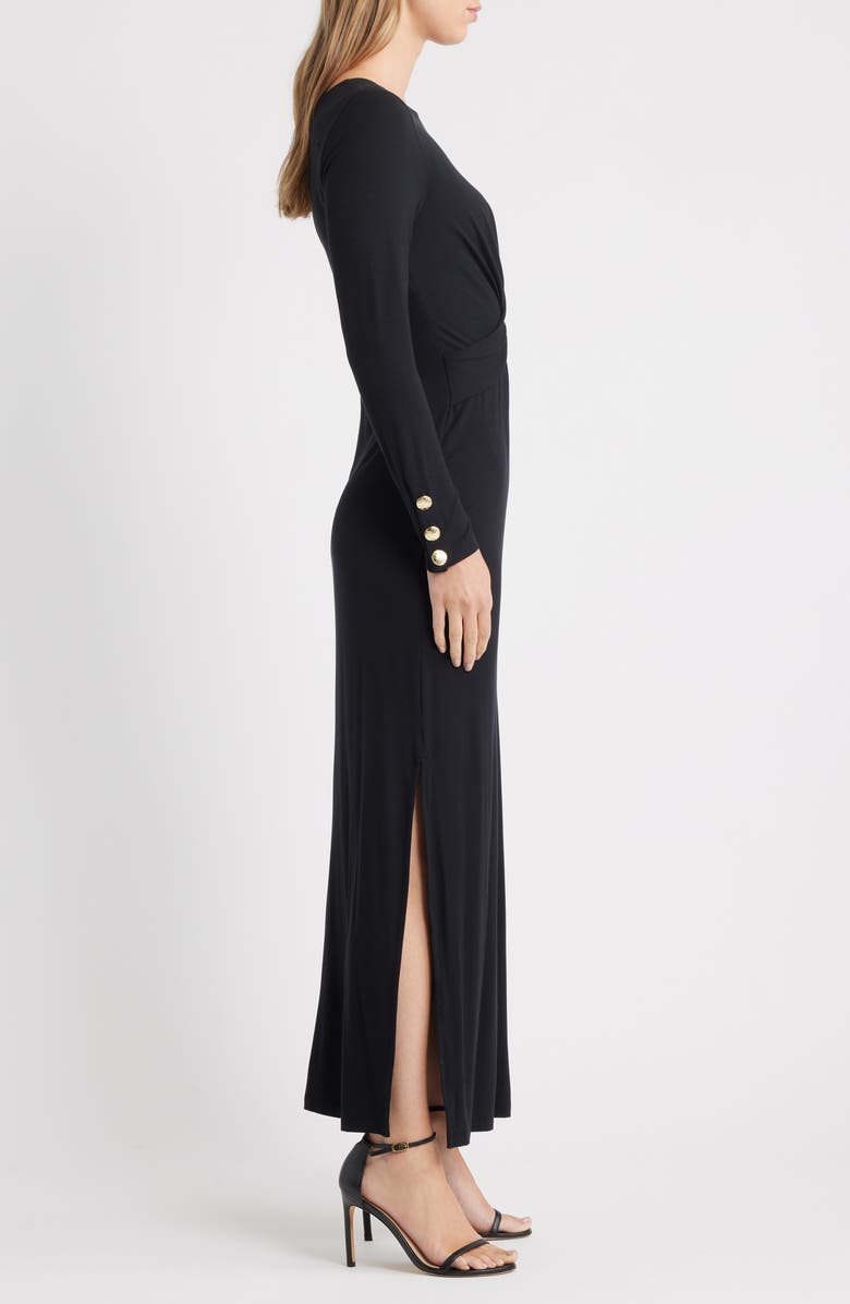 Lilly Pulitzer<sup>®</sup> Alessani Twist Front Long Sleeve Maxi Dress, Alternate, color, Noir