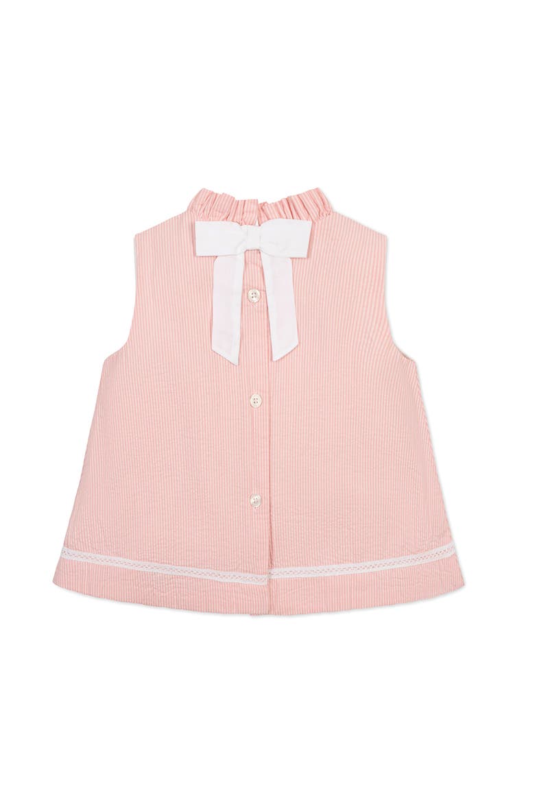 Kids' Organic Ruffle Neck Seersucker Top, Alternate, color, Tonal Rose Seersucker