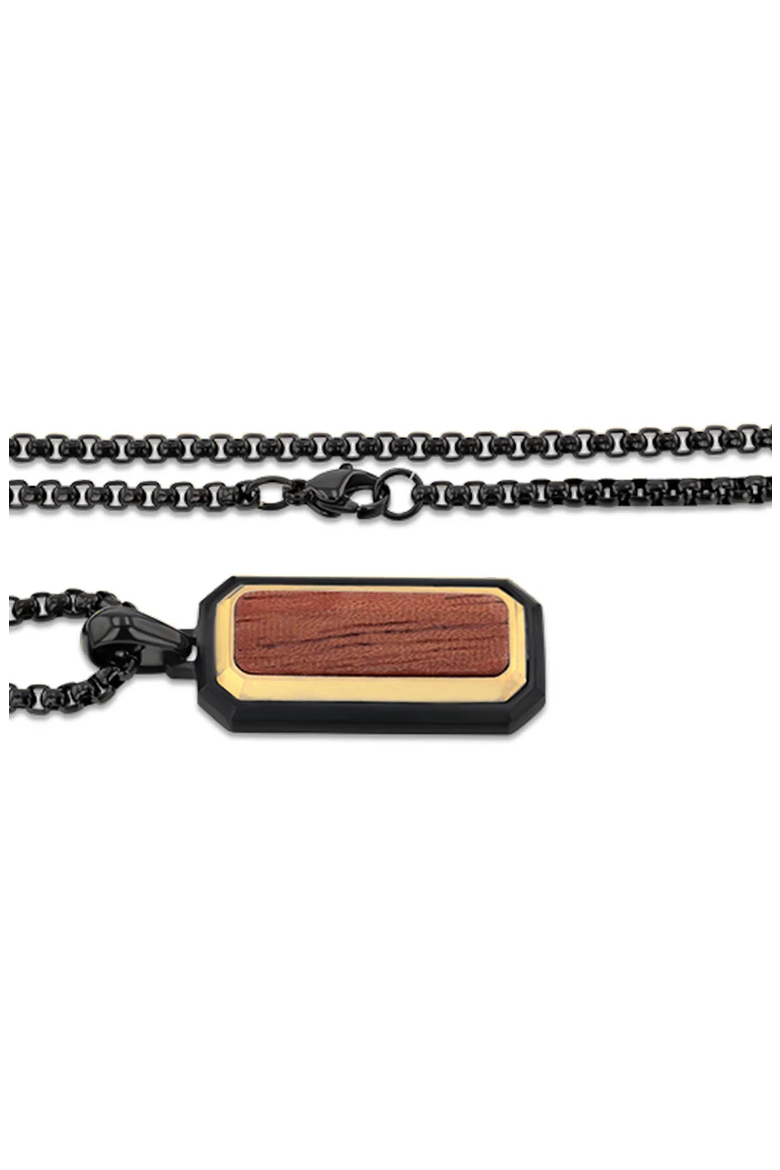 Bubinga Wood Stainless Steel Pendant, Alternate, color, Black / Reddish-Brown