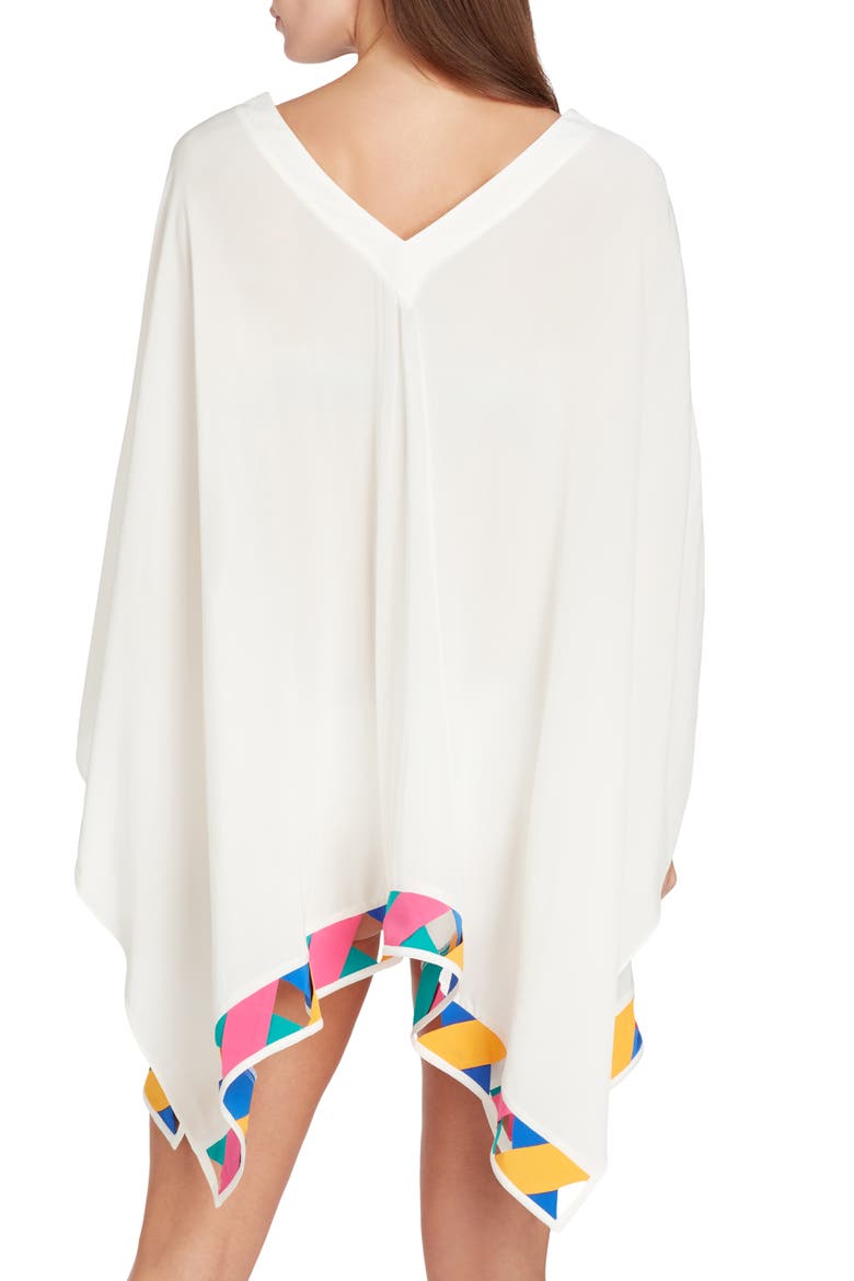 Bandage Hem Chiffon Cover-up Poncho, Alternate, color, Off White