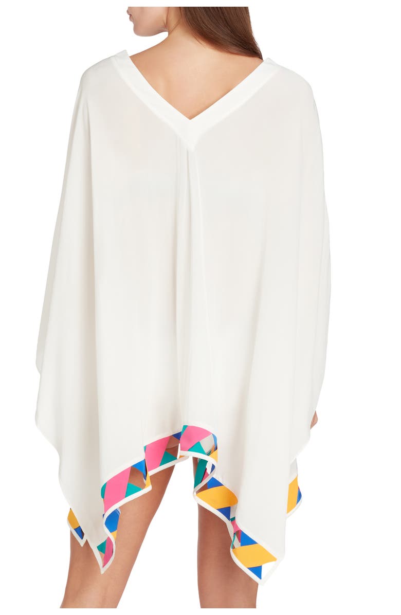 VALIMARE Bandage Hem Chiffon Cover-up Poncho, Alternate, color, Off White